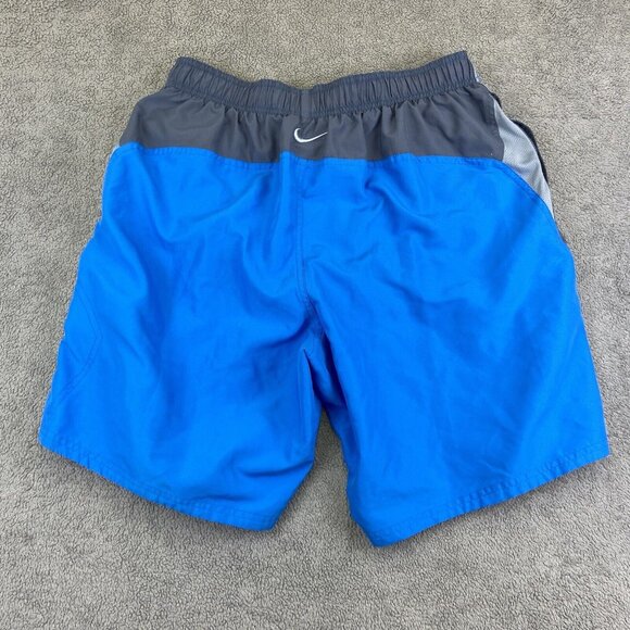 Nike Swim Shorts Adult Small Blue & Gray Drawstring Swimming 9in Inseam Men - Picture 2 of 11